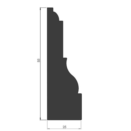 Lambs Tongue Architrave - 85mm x 25mm - A004